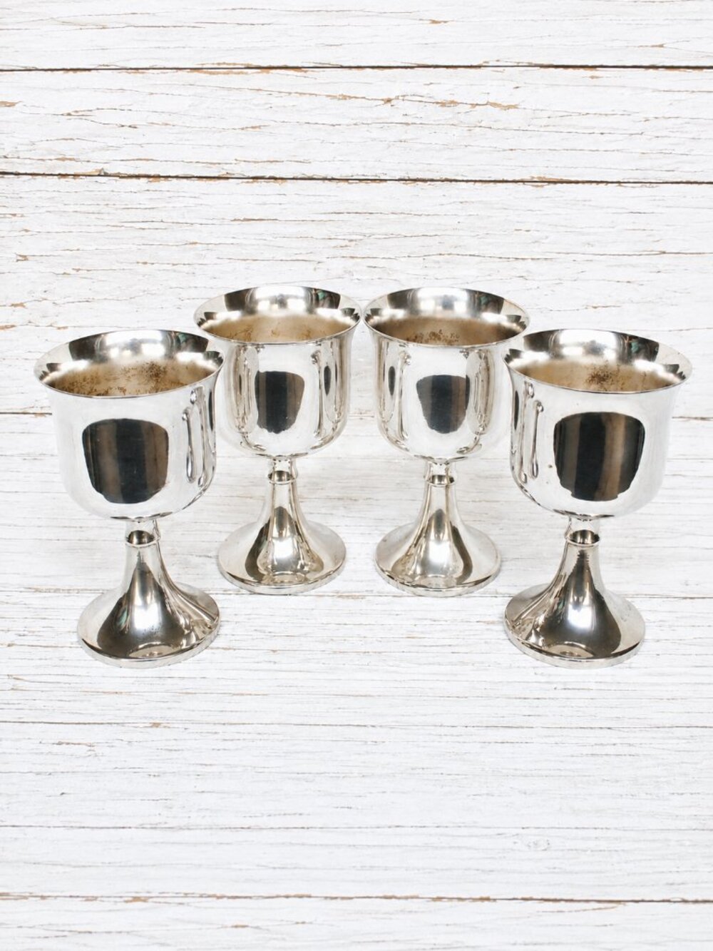 English Silver Plate Goblets, Ianthe Sherry Liqueur Cups, Shot Glass, set of 4